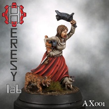 heresylab ax001 gatto donna tavolo draghi fantasia femmina cacciatore strega prigione dnd mordheim banda guerra 3d print model - Mito3D