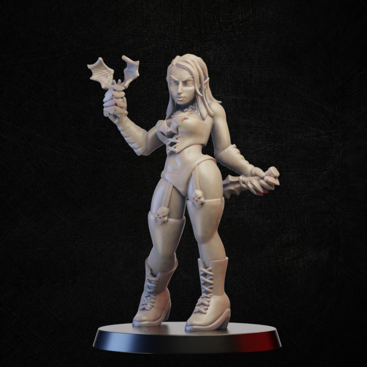 vampire Dame épée boutique chauve souris femelle monstre Mort vivant femme miniature table nosferatu 3D print model - Mito3D