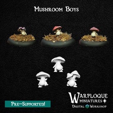 mushroom boys dragon dungeons miniatures models warhammer minions dnd pathfinder lizardmen bullywug ageofsigmar familiar seraphon arcworlde bullywugs warploque frogmen frogman slann 3d print model - Mito3D