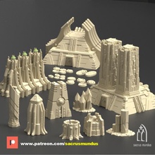karnac mezar gezegen 3d baskı tasarımlar paket Antik yabancı Mısır Necron arazi manzara savaş oyunları masaüstü 40k alanı fütüristik Yıldız Savaşları Warhammer Necromunda kristal 3d print model - Mito3D