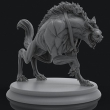 sombre hyène table clé stl chien fantaisie dents 3dprint mal donjons Dragons dnd canin elegoo gnolle yeenoghu sauvage grimaçant portes 3d print model - Mito3D