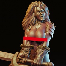 Nuara furioso loja fantasia espada Guerreiro mulher 3d print model - Mito3D