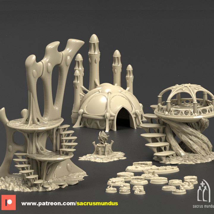 clairière matière façonneurs 3d impression dessins paquet eldar el terrain paysage jeux guerre table 40k extraterrestre bâtiment elfe miniatures étoile tour marteau nécromonde guerres elfes légion 3D print model - Mito3D