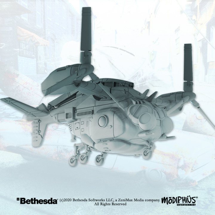 vertibird terreno espansione ricaduta terra desolata guerra negozio veicolo volta tavolo gioco pipboy bethesda dnd wastelanders abitanti 3D print model - Mito3D