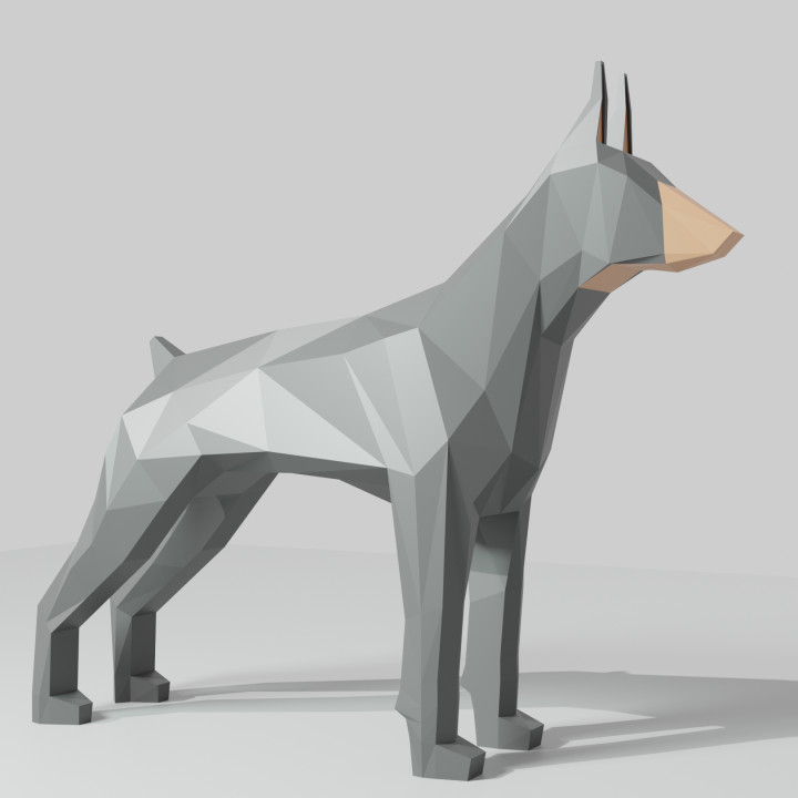 cão pobre doberman 3d livre animal arte desenho animado fofa Alto poli Comprar dog3d resolução venda Cachorro fofinho 3D print model - Mito3D