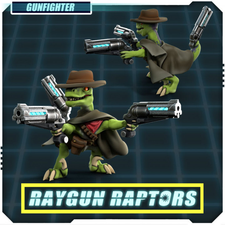 Işın tabancası Raptors silahşör masaüstü Ordu dino Dinozor Jurassic mini savaş oyunları Warhammer minyatür revolver velociraptor oyunu Raptor batı atıcı silahlı adam 3D print model - Mito3D