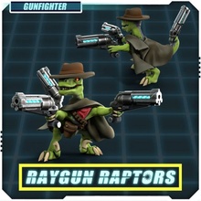 Raygun raptores pistoleiro tampo mesa exército dinossauro jurássico mini jogos guerra martelo miniatura revólver velociraptor jogo raptor ocidental sixhooter 3d print model - Mito3D