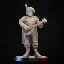 medieval bardo Tienda miniatura cantante mesa músico laúd 3d print model - Mito3D