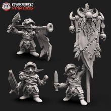 goblin command group store wargaming warhammer miniature tabletop captain musician flagbearer 3d print model - Mito3D