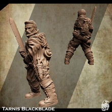 support free warrior miniature tarnis blackblade store fantasy tabletop bandit d&d 28mm adventurer 32mm mercenary swordman wanderer 3d print model - Mito3D