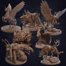 exotic mounts pack 1 - presupported store animal deer dragon dragons dungeons eagle giant mini mount pet wolf companion miniature trappers pegasus dire ooze crab ox lodge 3d print model - Mito3D