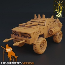 cyber fucina rottame jeep tavolo miniature rpg sci fi veicolo giochi guerra titano postapo 3d print model - Mito3D