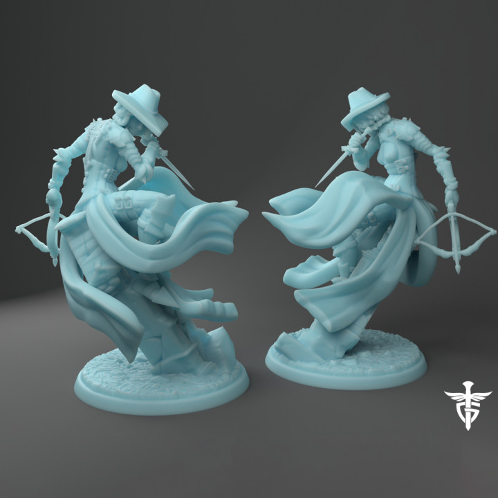 vehnnesa vampiro cacciatore + supportato femmina umano pugnale balestra d dnd vampiri helsing 3D print model - Mito3D