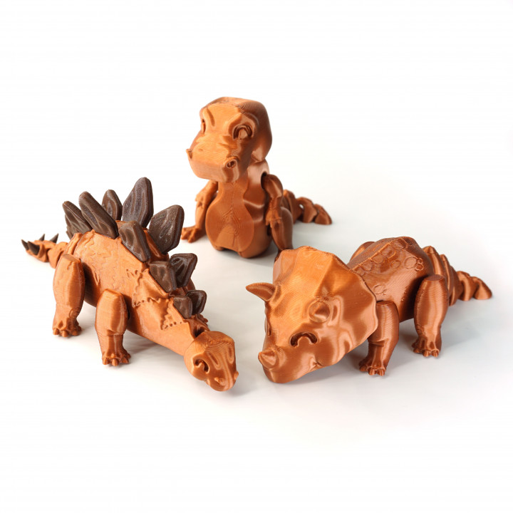 dino paket mağaza hayvan Şirin Dinozor stegosaurus t rex esnek mafsallı Triceratops Rex 3D print model - Mito3D