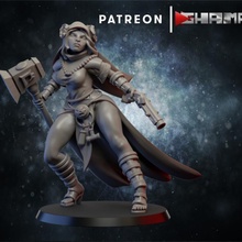 nun 2 support ready store barbarian dungeons fantasy female rpg warhammer miniature hammer dnd pathfinder 3d print model - Mito3D