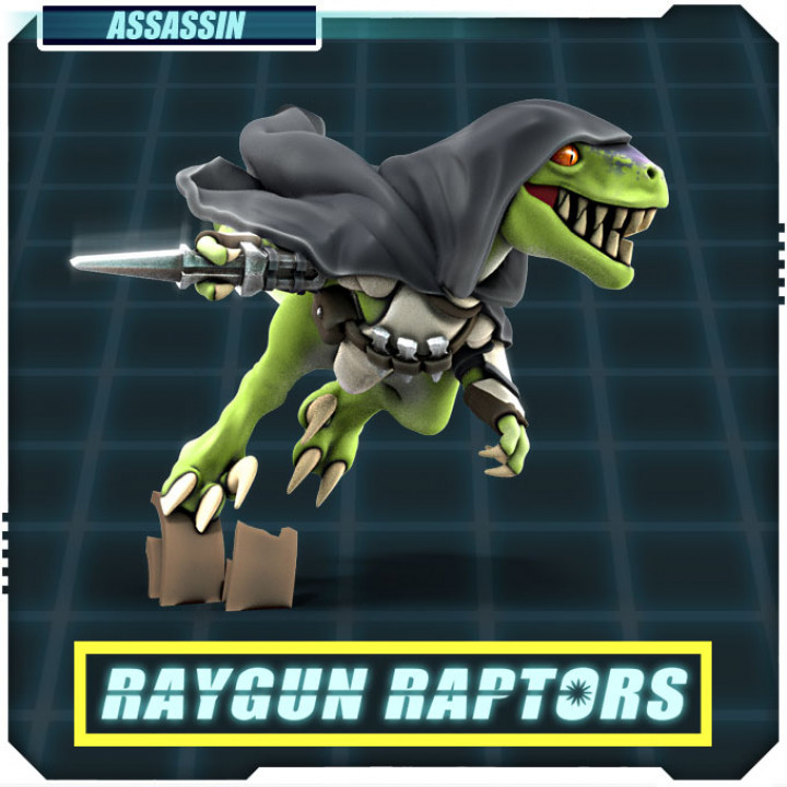 fucile raggi rapaci assassino tavolo esercito dino dinosauro giurassico mini ninja wargaming warhammer miniatura velociraptor gioco guerra raptor 3D print model - Mito3D