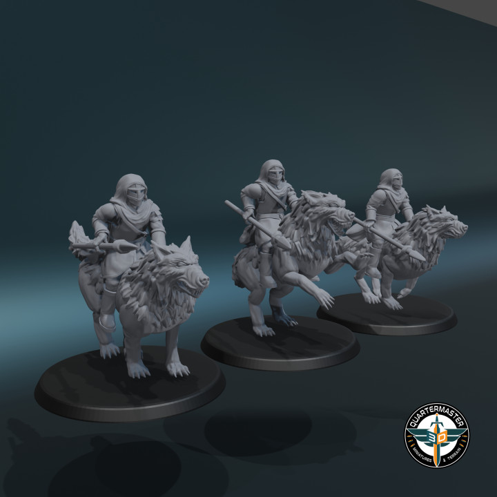 fantasy rangers scouts lancer wolf riders set 1 rpg warhammer lotr d&d 28mm pathfinder 9thage kingsofwar aos mesbg 3D print model - Mito3D