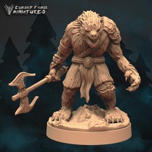 pre-supported werebear rpg miniature tabletop 40k bear dragons dungeons miniatures warhammer d&d dnd pathfinder presupported supported pre 3d print model - Mito3D