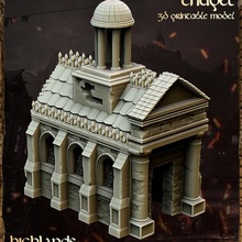 undead chapel tombs - highlands miniatures tabletop building vampire church wargame 28mm dnd 32mm cementery toms 3d print model - Mito3D