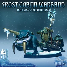 12x frost goblin warband - pre-supported tabletop animal army cold monster orc transport winter hunter enemy sleigh blizzard ranged dnd tribe greenskin grot squig 3d print model - Mito3D