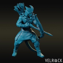 tiefling samurai archer male demon fantasy fighter warrior dungeons dragons bowman demonkin 3d print model - Mito3D