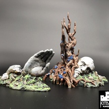 fango antiguo mesa rpg estatua árbol martillo guerra raíces d restos apoya frostgrave 3d print model - Mito3D