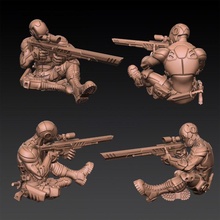 cyberpunk scout sniper pre-supported sci-fi soldier character crouching police cop aiming swat 3d print model - Mito3D