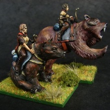 female archer bear rider toys & games hobby miniatures wargaming tabletop dnd ttrpg 3d print model - Mito3D