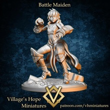 battle maiden toys & games fantasy fighter girl mini miniatures monk rpg minis dnd ttrpg jrpg trpg 3d print model - Mito3D