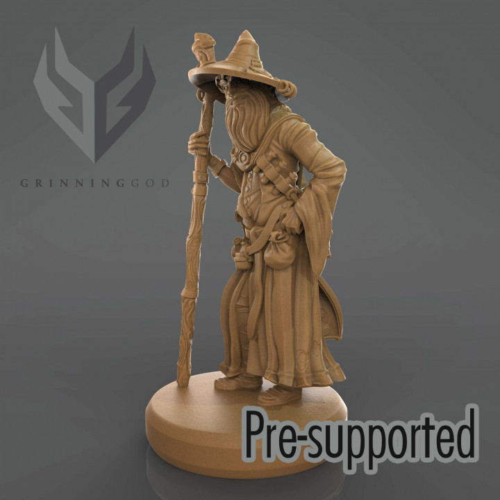 wizard - pre-supported stl toys & games dragons dungeons fantasy mini magic miniature dungeonsanddragons gandalf dnd pathfinder 5e merlin wisard 3D print model - Mito3D