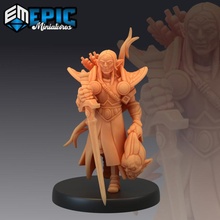 elf paladin player character sword warrior toys & games arrow fantasy forest head king rpg warhammer enemy bow tabletop dungeon dnd pathfinder npc 3d print model - Mito3D