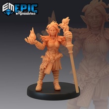elf druid player character wizard staff toys & games fantasy female forest medieval queen rpg warhammer enemy tabletop dungeon dnd pathfinder npc 3d print model - Mito3D
