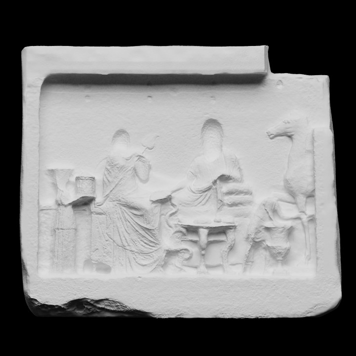 stela funerary banquet attalos scan louvre france 3dprintable relief 3D print model - Mito3D