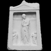 funerary stela menophila scan louvre france 3dprintable relief 3d print model - Mito3D