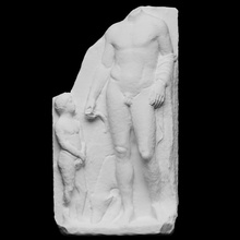 funerary stela athlete servant dogs scan louvre 3dprintable 3d print model - Mito3D