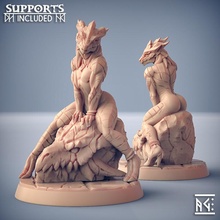 lusty draconian maid - dragonguard beauty fantasy pinup store dragons dungeons female lady mini rpg miniature dragonborn tabletop supports wargame dnd ttrpg artisan guild presupported supported 3d print model - Mito3D
