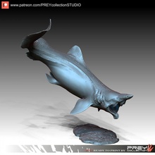 helicorpião dinossauro monstro Tubarão miniatura pré histórico tampo mesa megalodon 3d print model - Mito3D