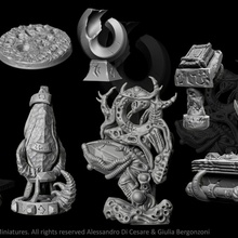 sombre culte chterr fagn accessoires ensemble jouets Jeux extraterrestre modulaire miniature donjon dnd openlock occulte cthulhu 3d print model - Mito3D
