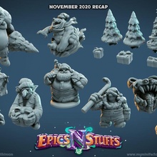 epics 'n' stuffs christmas 2020 recap & garden dragons dungeons goblin player santa snowman tree miniature adventure ogre pack dnd bundle pathfinder tortle 5e 3d print model - Mito3D