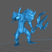 kuo toa profundo fish man Guerreiro pose 2 brinquedos jogos dragões masmorras martelo guerra Cthulhu apoiado 3d print model - Mito3D