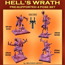 hell's wrath 4 pose set toys & games 3dprint december2020 demonmini monstermini 4poseset supportedmini 3d print model - Mito3D