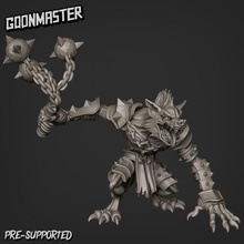 boss gnoll toys & games wargaming miniature werewolf dnd flail beastman hyena goon yeenoghu 3d print model - Mito3D