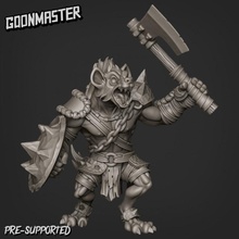 gnoll axe shield toys & games wargaming miniature tabletop werewolf dnd hyena tribe savage goon 3d print model - Mito3D