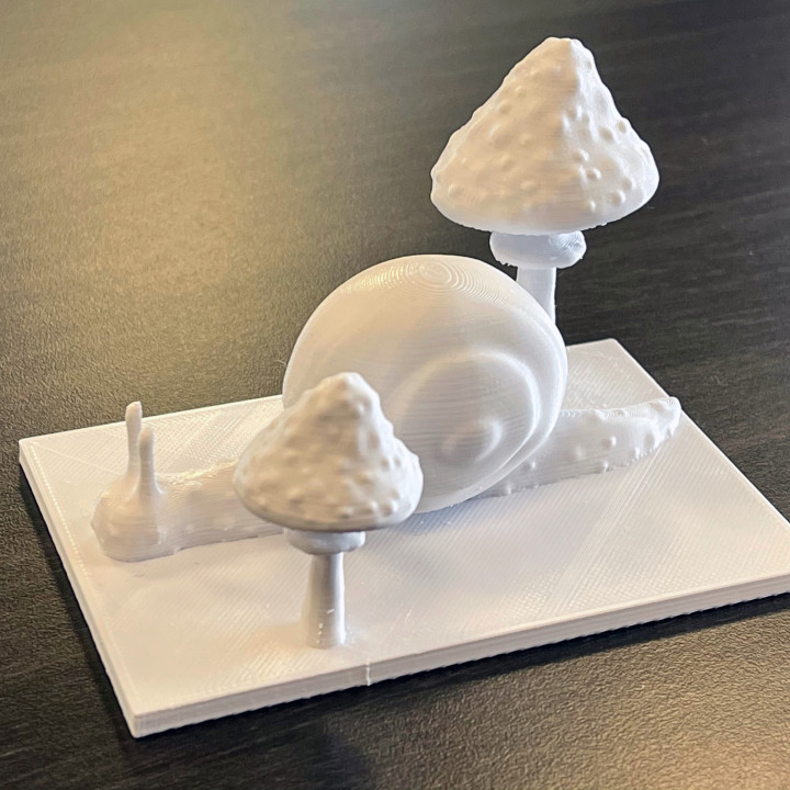 escargot forêt champignons jardin animal faune 3D print model - Mito3D