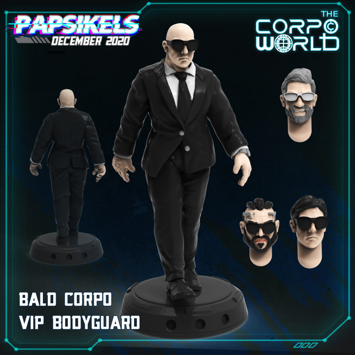 chauve corpo VIP garde corps jouets Jeux noir Hommes modulaire costume agent 3D print model - Mito3D