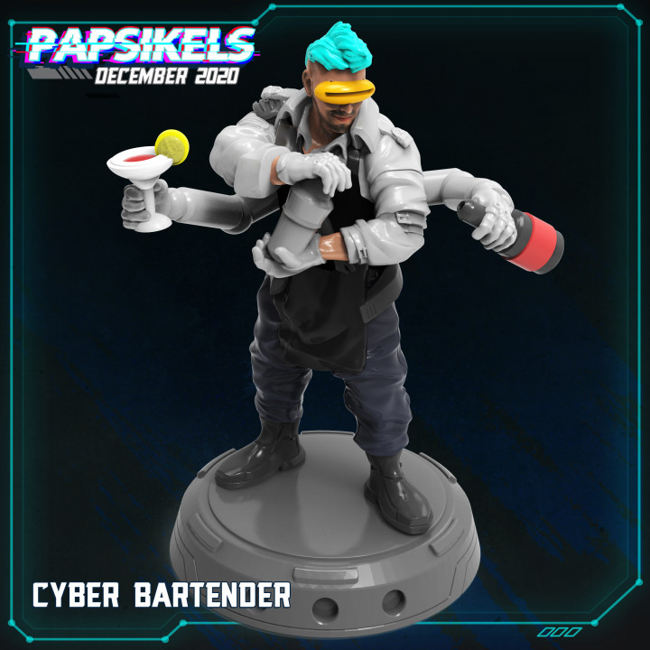 Cyber Barmann Spielzeuge Spiele Bar Wein Cyberpunk Tequila 3D print model - Mito3D