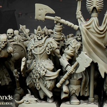 undead blackwatch command group - highlands miniatures toys & games army black dark skeleton vampire warhammer dead tabletop wargame north 28mm warriors 32mm axes northern skeletons maces 3d print model - Mito3D