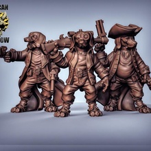 beagle gunslingers pre supported toys & games dog rpg dungeonsanddragons dnd pathfinder tabletopgames gunslinger presupported humblewood animalfolk burrowsandbadgers 3d print model - Mito3D