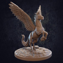 pegasus toys & games creature dragon dragons dungeons mini monster mount rpg unicorn wings horse miniature trappers dnd ttrpg majestic lodge theros clestial 3d print model - Mito3D