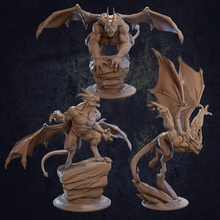 gargoyles - presupported toys & games demon bat boss creature devil dragon dragons dungeons epic gothic horror monster rpg statue stone vampire wings trappers dnd lodge 3d print model - Mito3D